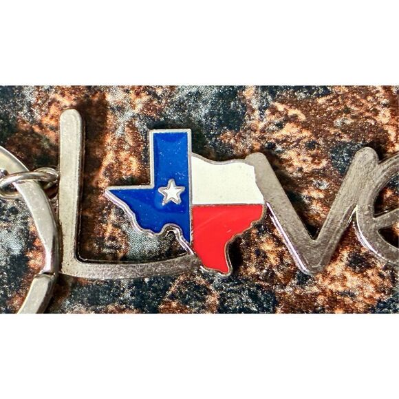 NWT Metal LOVE Texas State Map Souvenir Keychain Purse Charm - Picture 3 of 4